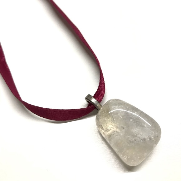 Munandme Jewelry - Boho necklace translucent white pendant polished